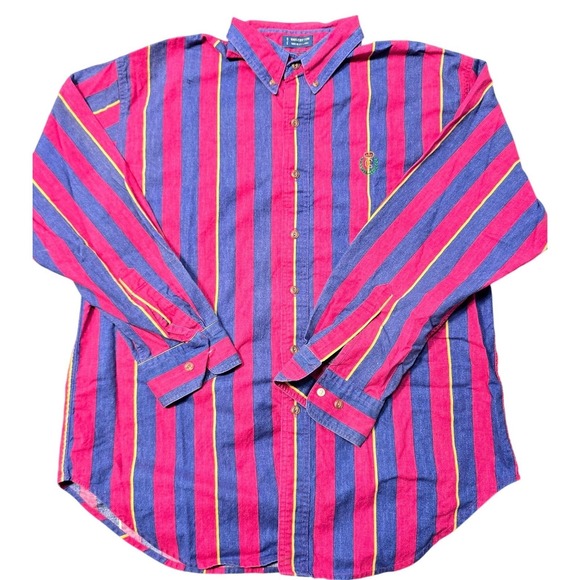 Ralph Lauren Other - Vintage 90s Chaps Ralph Lauren Vertical Stripe Rugby Style Shirt Size L Y2K